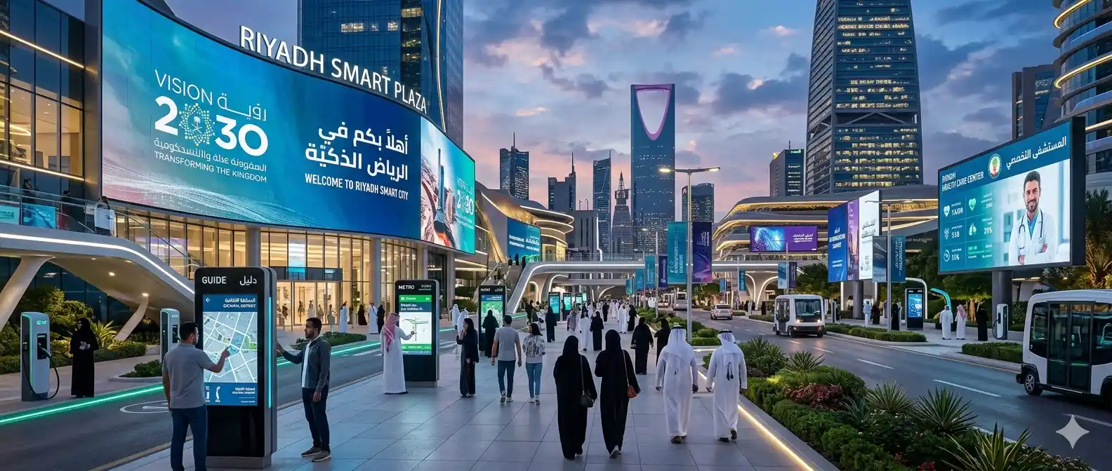 Digital Signage Healthcare, Patient Communication, Hospital Wayfinding, Smart Healthcare Solutions, Healthcare Digital Transformation, Patient Engagement, Healthcare Technology MENA, AI Digital Signage, FAMA Technologies, Infinite Digital Signage