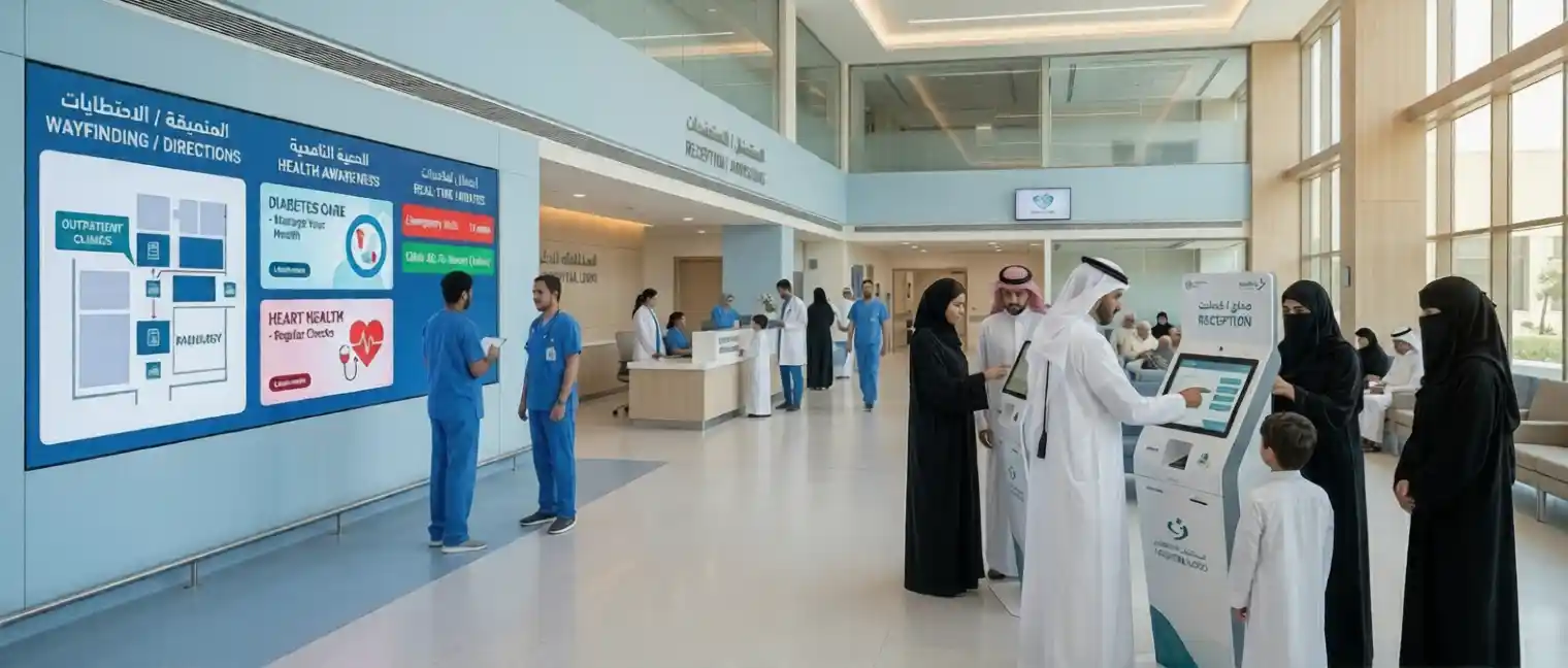 Preventive Healthcare, Digital Signage Healthcare, Self-Service Kiosks, Footfall Intelligence, Patient Engagement, Smart Healthcare Solutions, Healthcare Digital Transformation, AI in Healthcare, MENA Healthcare Technology, FAMA Technologies