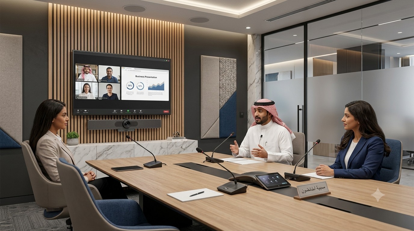 conference room solutions Meeting room solutions Conference room technology Smart meeting rooms Video conferencing solutions Meeting room systems Collaborative meeting solutions Meeting room management systems Interactive meeting room solutions Smart conference room systems Meeting room audio-visual systems Meeting room control systems Digital screen for meeting rooms Corporate meeting room solutions Meeting room solutions for remote teams Virtual meeting room solutions Meeting room solutions in Riyadh Conference room solutions in Jeddah Meeting room systems in Al-Khobar Video conferencing solutions in Makkah Smart meeting rooms in Riyadh Meeting room management in Jeddah AV integration for meeting rooms in Makkah
